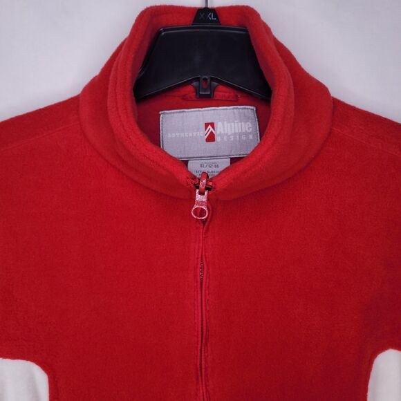 Alpine Design Fleece Jacket Womens XL Red, White Full Zip Ski - Picture 2 of 10